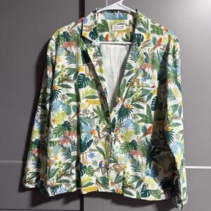 Molly Bracken Women Long Sleeve Jungle Animal Print Blazer Jacket Green Large